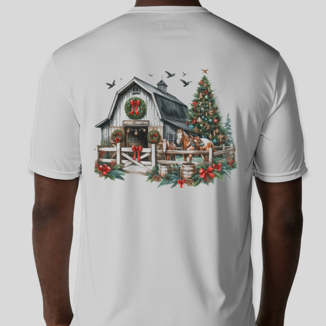 Barn Christmas Gray Performance Shirt